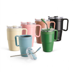 Caneca térmica com canudo 600ml personalizada