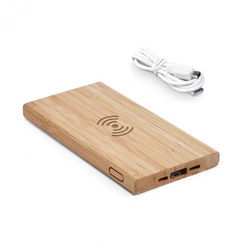 Bateria Power Bank 5.000 Mah Em Bambu Personalizado Bateria Power Bank 5.000 Mah Em Bambu Personalizado