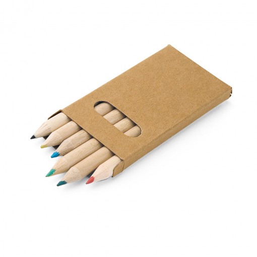 Caixa De Cartão Com 6 Mini Lápis De Cor Personalizado Caixa De Cartão Com 6 Mini Lápis De Cor Personalizado