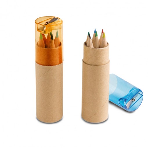 Caixa De Cartão Com 6 Mini Lápis De Cor Personalizado Caixa De Cartão Com 6 Mini Lápis De Cor Personalizado