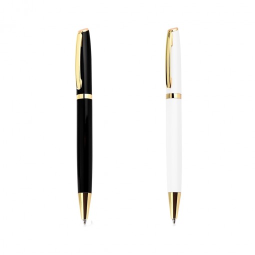 Caneta Metal Com Detalhes Em Dourado Personalizada Caneta Metal Com Detalhes Em Dourado Personalizada