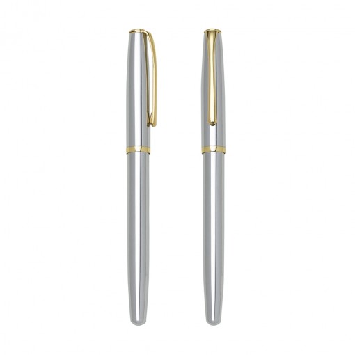 Caneta Metal Roller Prata Com Tampa Com Logotipo Personalizada Caneta Metal Roller Prata Com Tampa Com Logotipo Personalizada