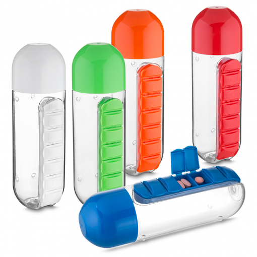 Garrafa Plástica Com Porta Pílulas Personalizada Garrafa Plástica Com Porta Pílulas Personalizada