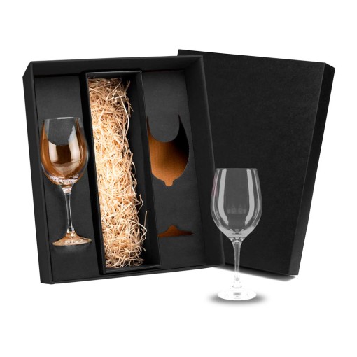 Jogo de taças mais caixa presente com espaço para vinho personalizado Jogo de taças mais caixa presente com espaço para vinho personalizado