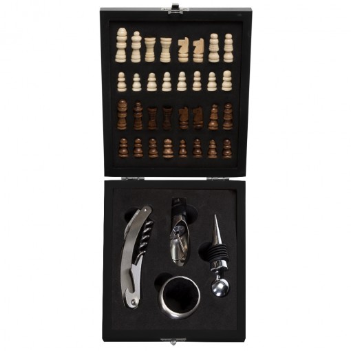 Kit Vinho Xadrez 4 Peças Personalizado Kit Vinho Xadrez 4 Peças Personalizado