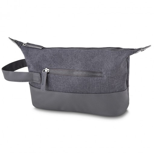 Necessaire Nylon Com Detalhes Em Couro Sintético Com Logo Necessaire Nylon Com Detalhes Em Couro Sintético Com Logo