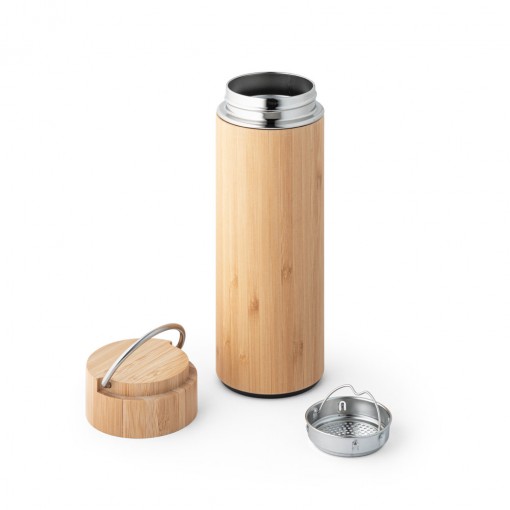 Squeeze 440Ml Em Bambu E Inox Promocional Squeeze 440Ml Em Bambu E Inox Promocional