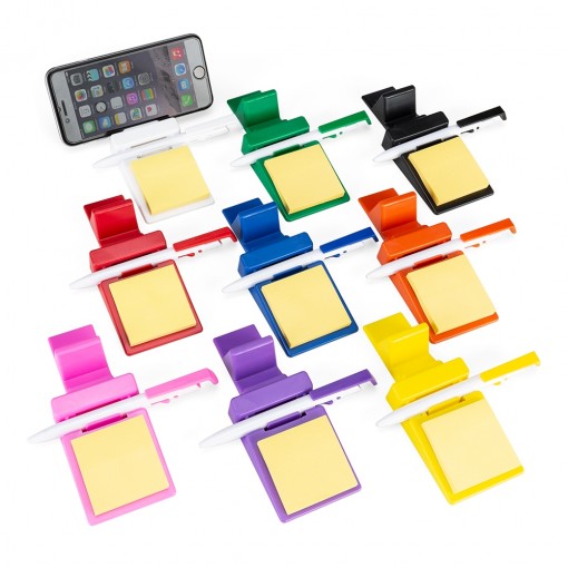 Suporte Plástico Celular Com Caneta E Bloquinho Personalizado Suporte Plástico Celular Com Caneta E Bloquinho Personalizado