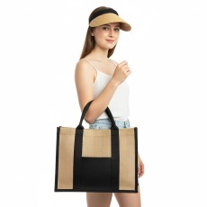 Kit sacola de linho + viseira de palha personalizada